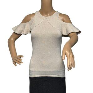 Lilly Pulitzer Ivory Rayon Blend Cold Shoulder Tank Top/Cami Sweater Size: XXS